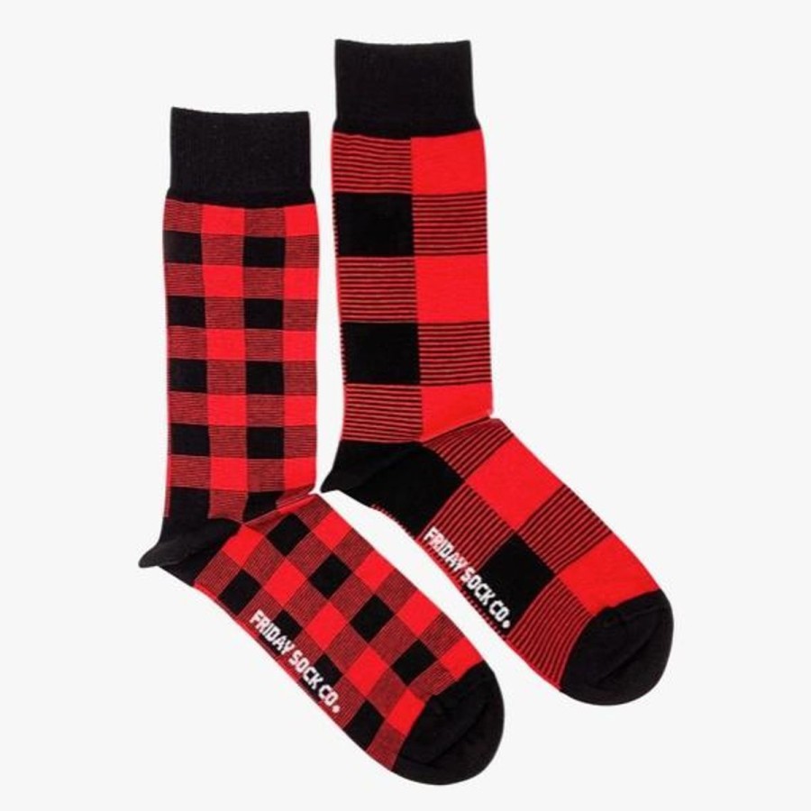 Lifestyle Friday Sock Co. | Men'S Red Plaid Socks (Tall)