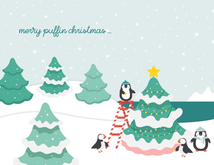 Cards Halifax Paper Hearts | Merry Puffin Christmas