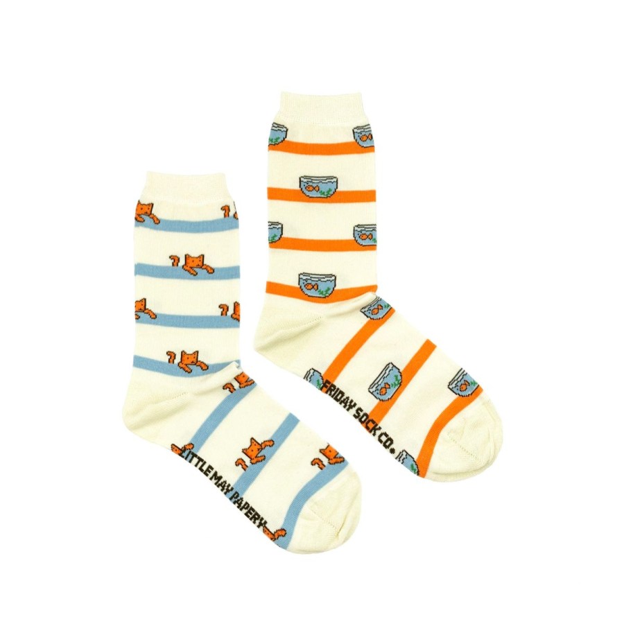 Lifestyle Friday Sock Co. | Women'S Cat & Fishbowl Socks (Crew)