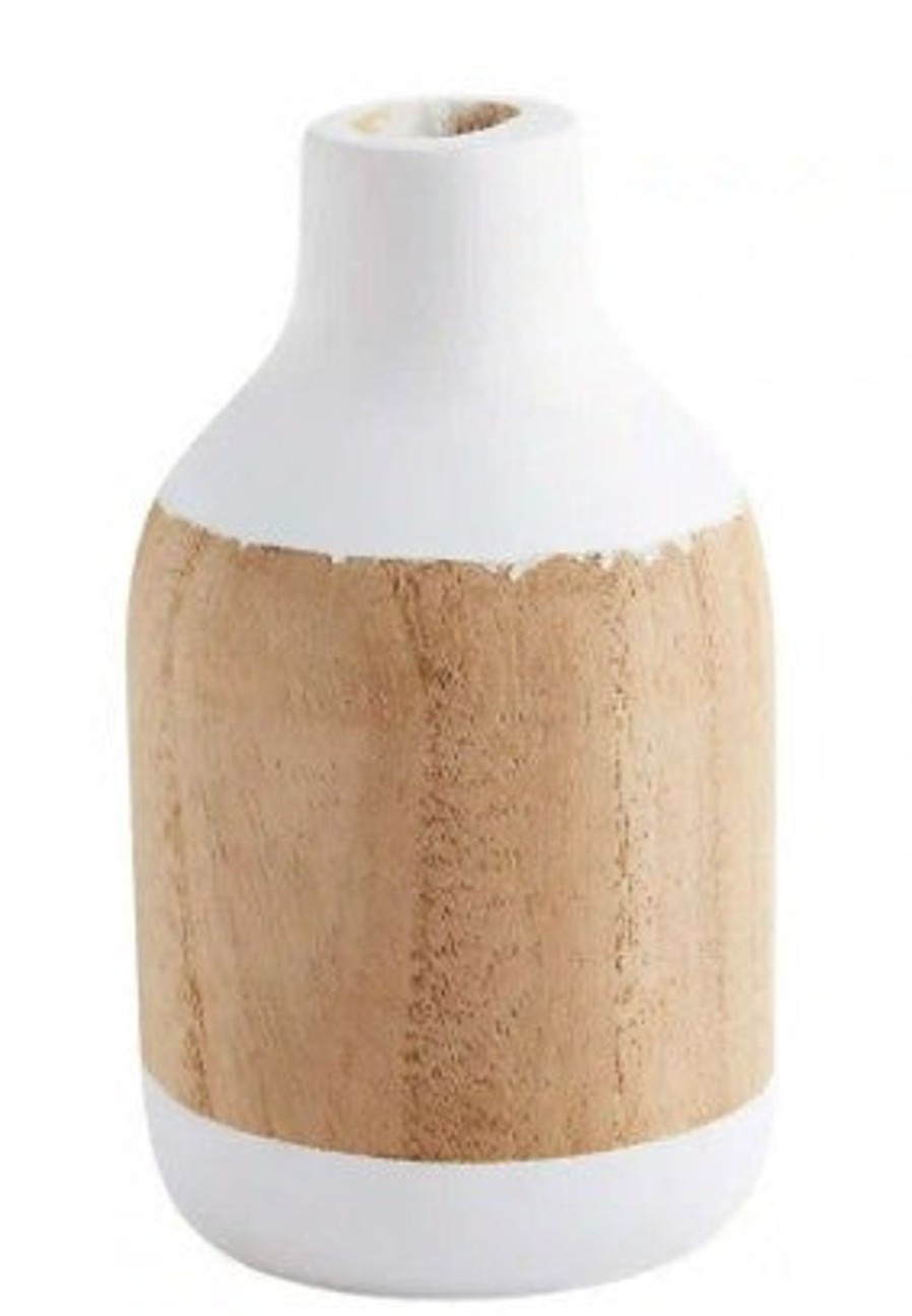 Lifestyle Mud Pie | Hand-Painted Paulownia Wood Bud Vase