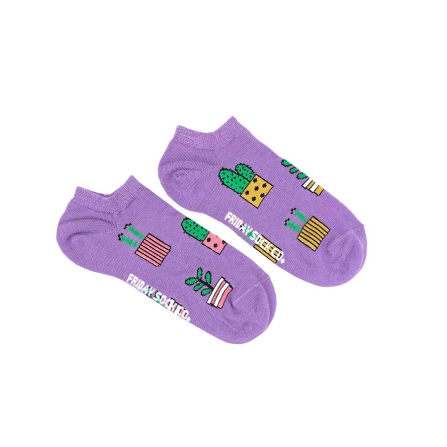 Lifestyle Friday Sock Co. | Women'S Purple Potted Plant Ankle Socks