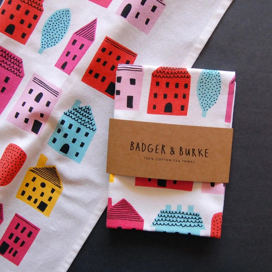 Lifestyle Badger & Burke | Little Houses Tea Towel