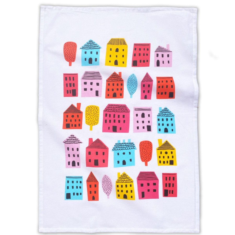 Lifestyle Badger & Burke | Little Houses Tea Towel