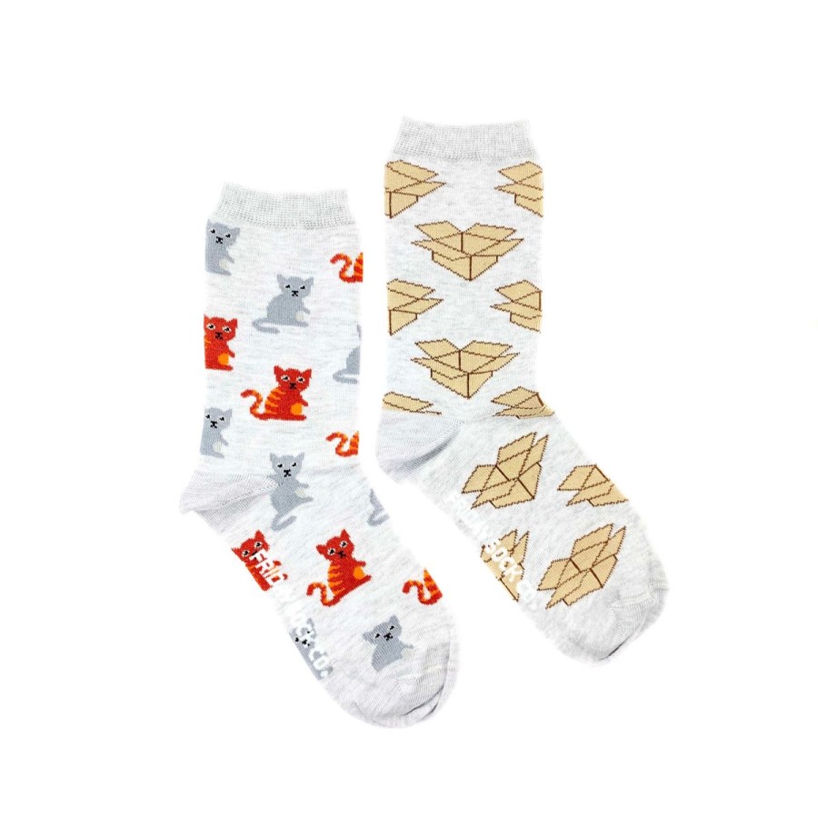 Lifestyle Friday Sock Co. | Women'S Cat & Box Socks (Crew)