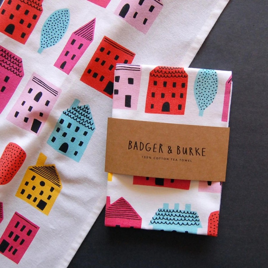 Lifestyle Badger & Burke | Little Houses Tea Towel