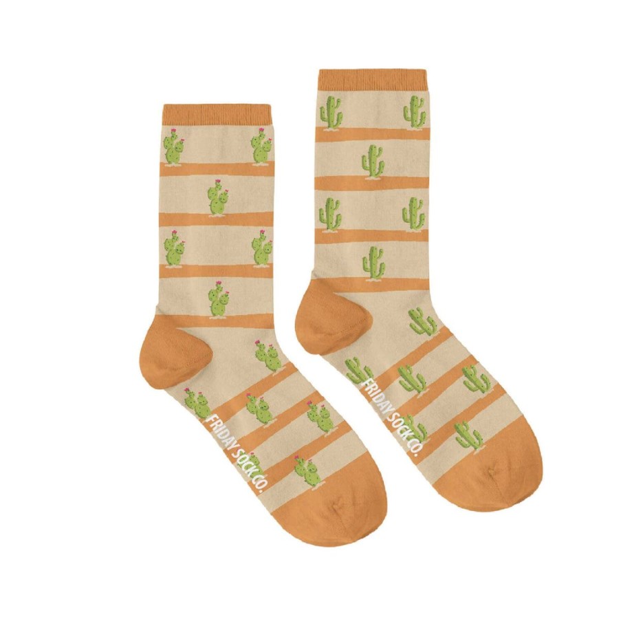 Lifestyle Friday Sock Co. | Women'S Striped Cactus Socks (Crew)