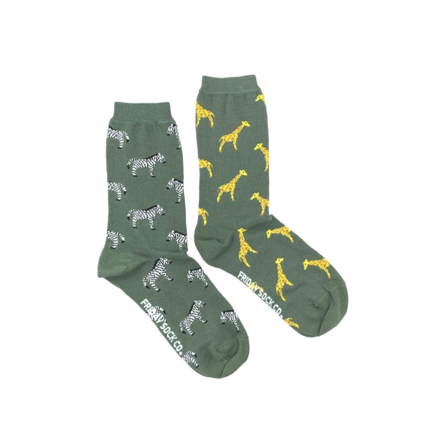 Lifestyle Friday Sock Co. | Women'S Zebra & Giraffe Socks (Crew)