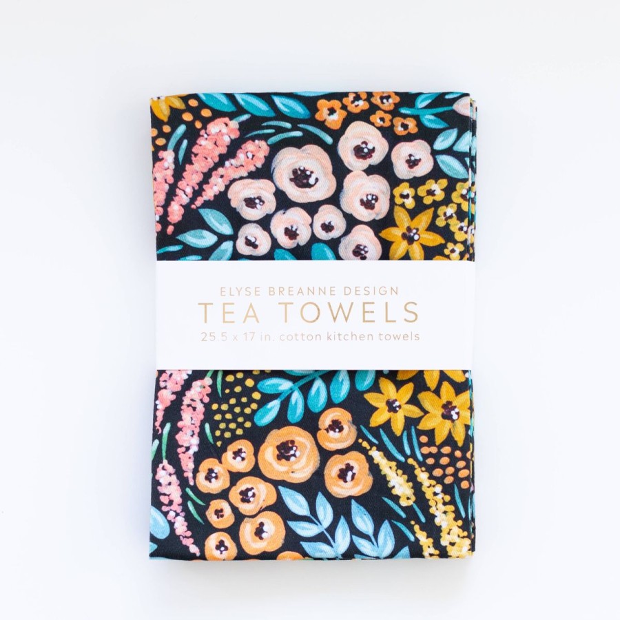 Lifestyle Elyse Breanne Design | Black Floral Tea Towel