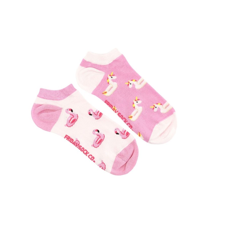 Lifestyle Friday Sock Co. | Women'S Unicorn & Flamingo Pool Floaty Ankle Socks