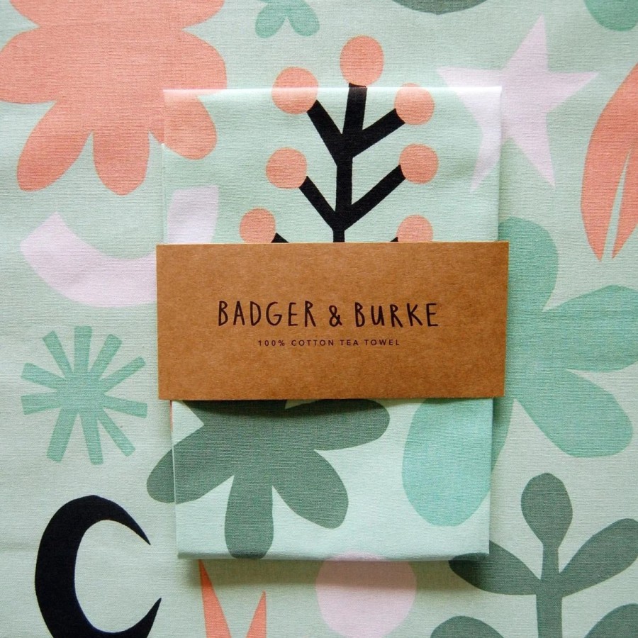 Lifestyle Badger & Burke | Turquoise Cut Outs Tea Towel