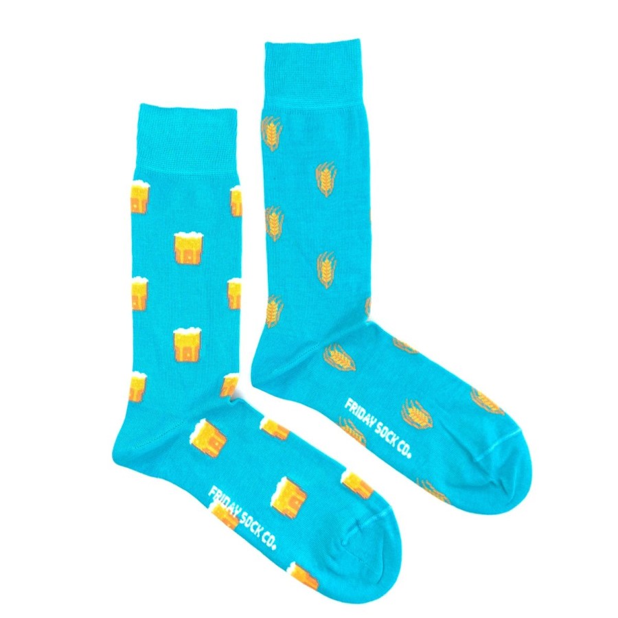 Lifestyle Friday Sock Co. | Men'S Beer And Barley Turquoise Socks (Tall)