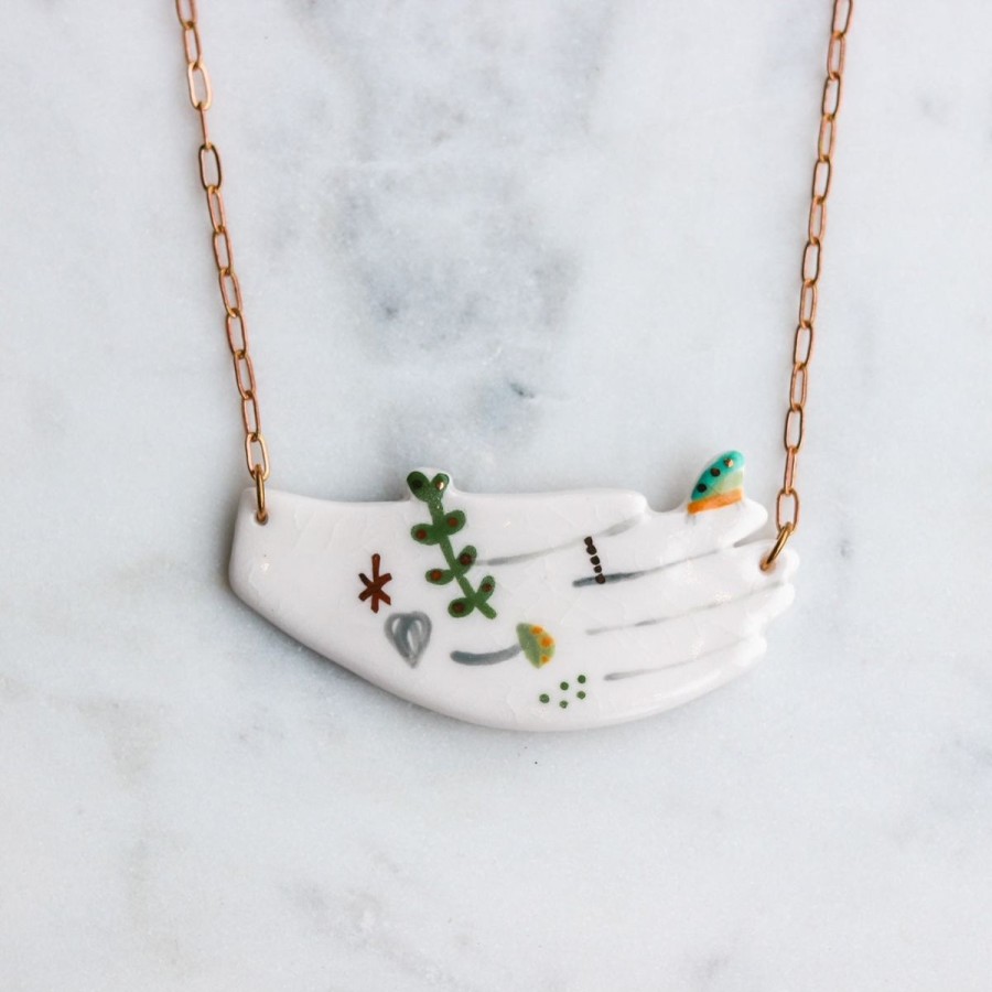 Lifestyle Dawning Collective | Handmade Porcelain & Bronze Helping Hand Necklace