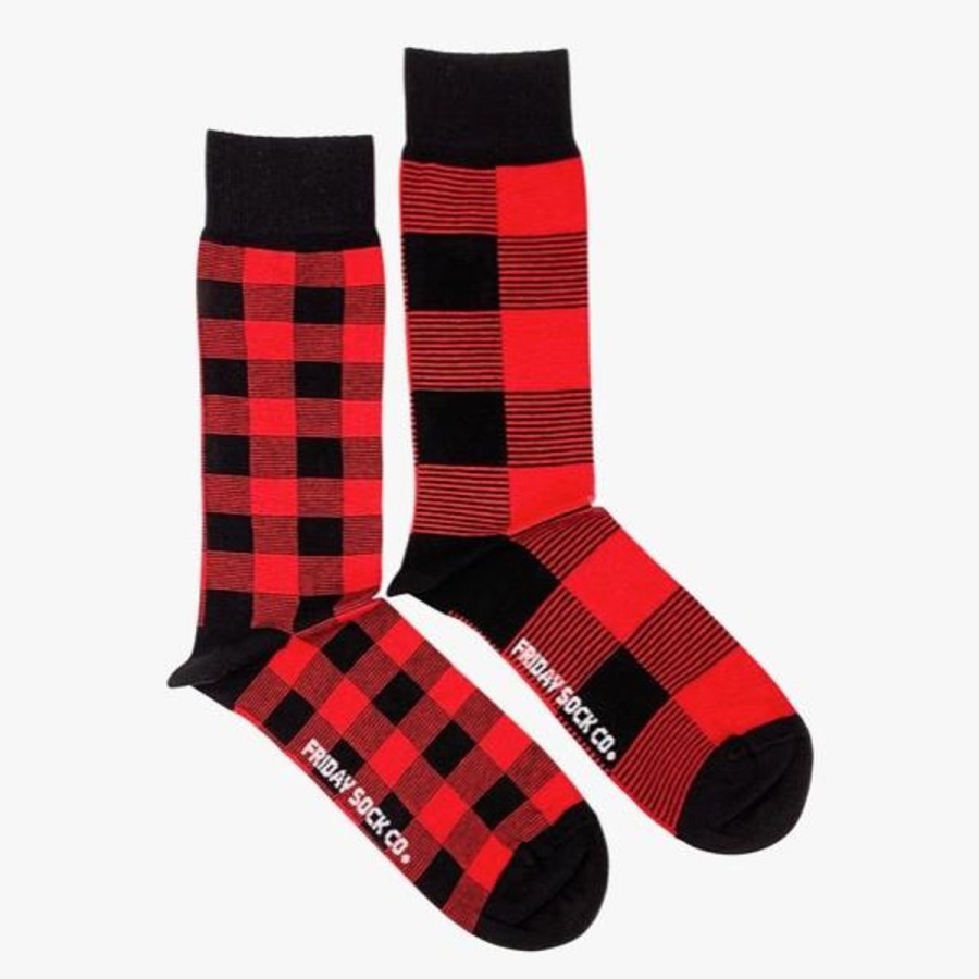 Lifestyle Friday Sock Co. | Men'S Red Plaid Socks (Tall)