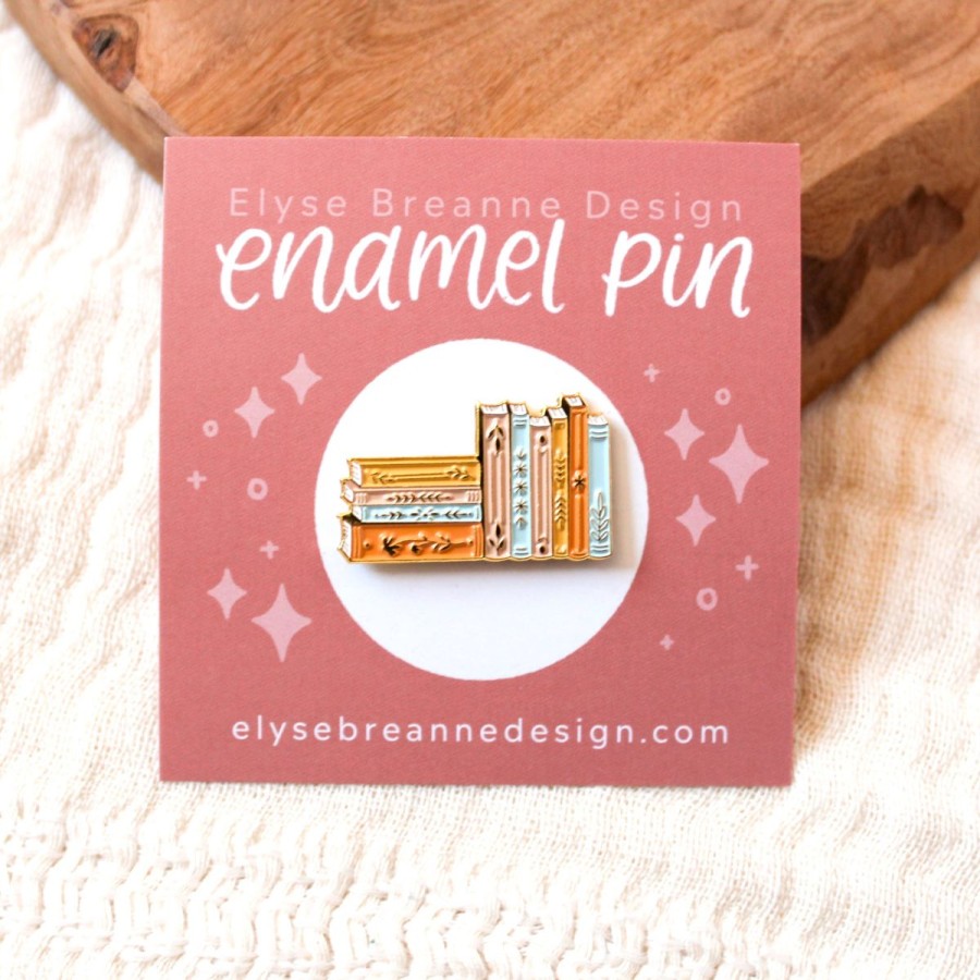 Lifestyle Elyse Breanne Design | Stack Of Books Enamel Pin